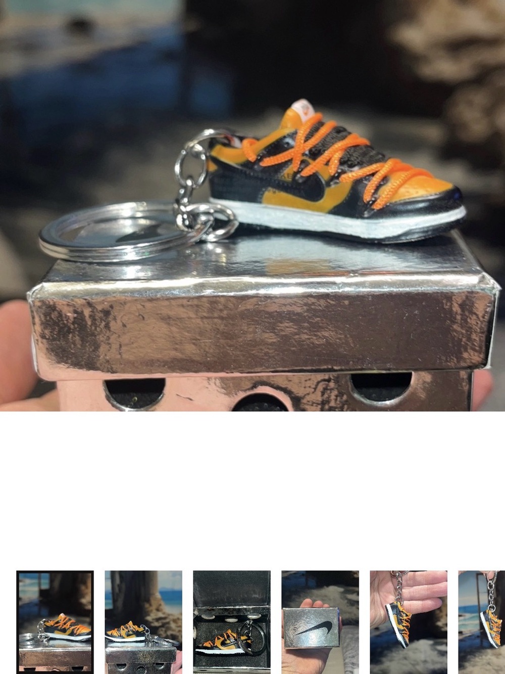 #93| miniture Nike Black and Orange Sneaker Keychain w/ box
